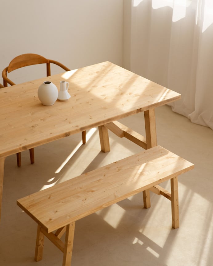 Deco Wood Banco De Madera Maciza En Tono Roble Medio De 115cm