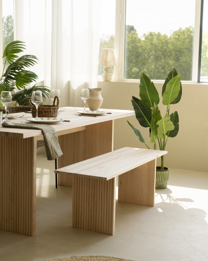 Deco Wood Banco De Madera Maciza En Tono Roble Medio De 120cm