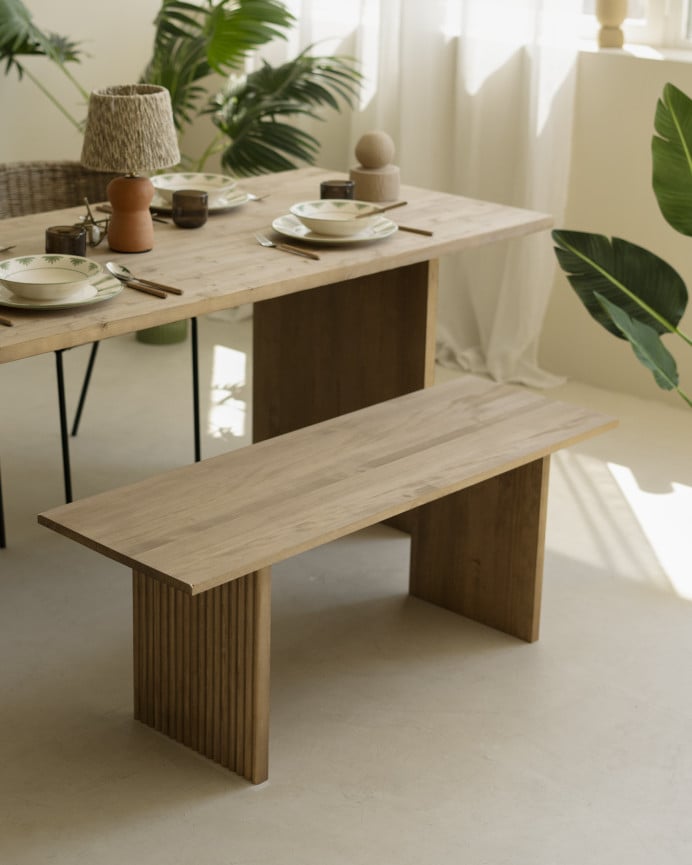 Deco Wood Banco De Madera Maciza En Tono Roble Oscuro De 120cm