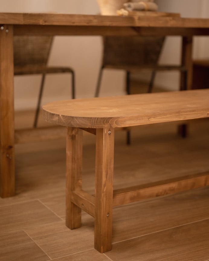 Deco Wood Banco De Madera Maciza En Tono Roble Oscuro De 120cm