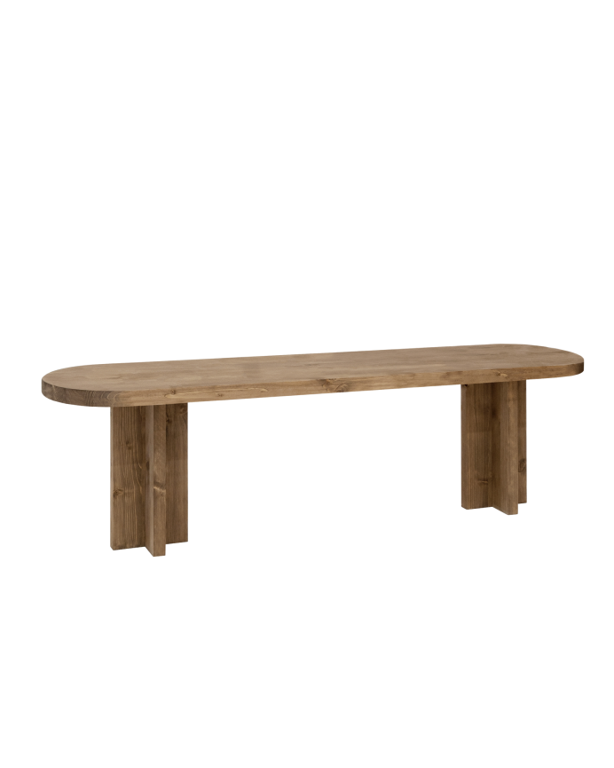 Deco wood Banco de madera maciza en tono roble oscuro de 120cm