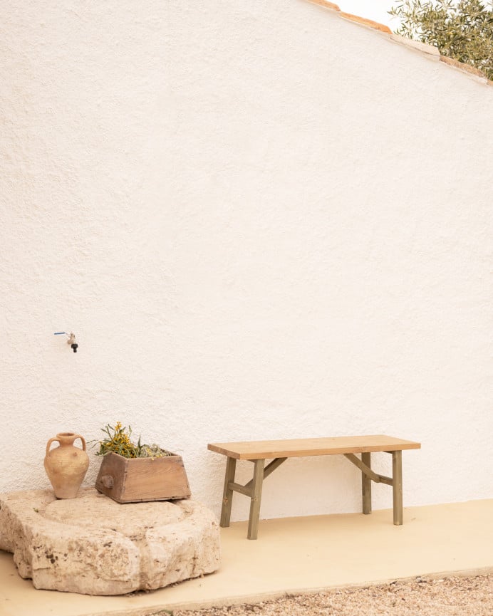 Deco Wood Banco De Madera Maciza En Tono Verde De 115cm