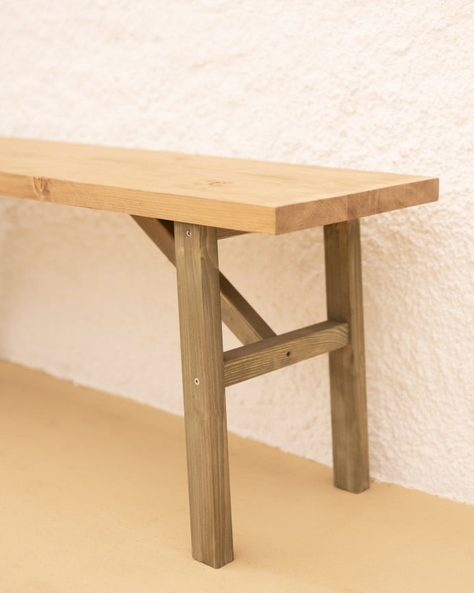 Deco Wood Banco De Madera Maciza En Tono Verde De 115cm