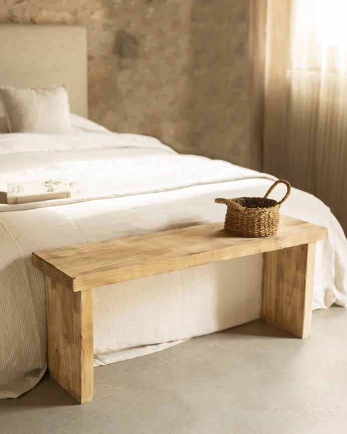 Deco Wood Banco Rústico De Madera Maciza De 120x80cm