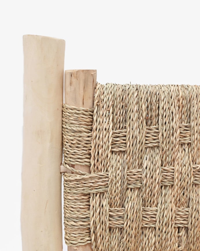 Deco Wood Banco Trenzado De Palmito Y Estructura De Madera Maciza De 110x85cm