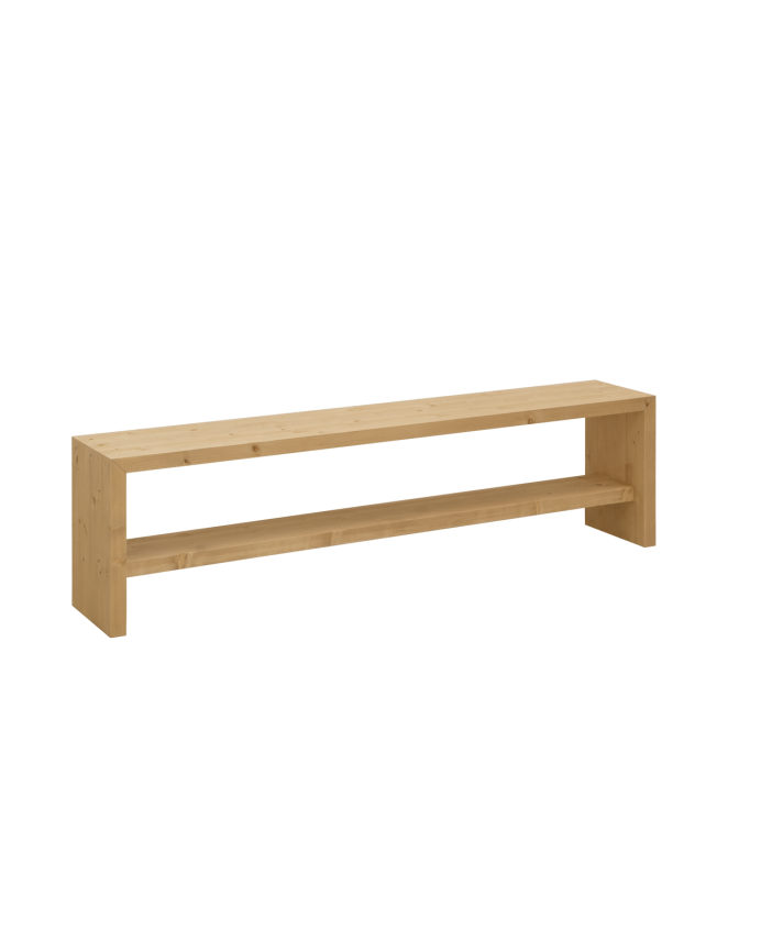 Deco wood Banco zapatero de madera maciza en tono roble medio de 145x45cm