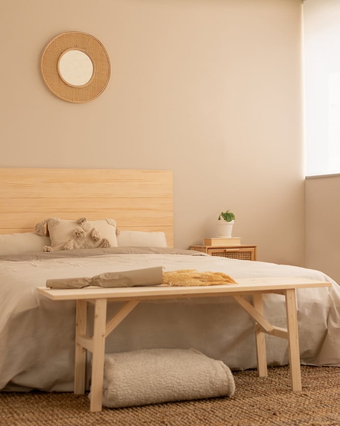 Deco Wood Banqueta De Madera Maciza En Tono Natural De 120x45cm