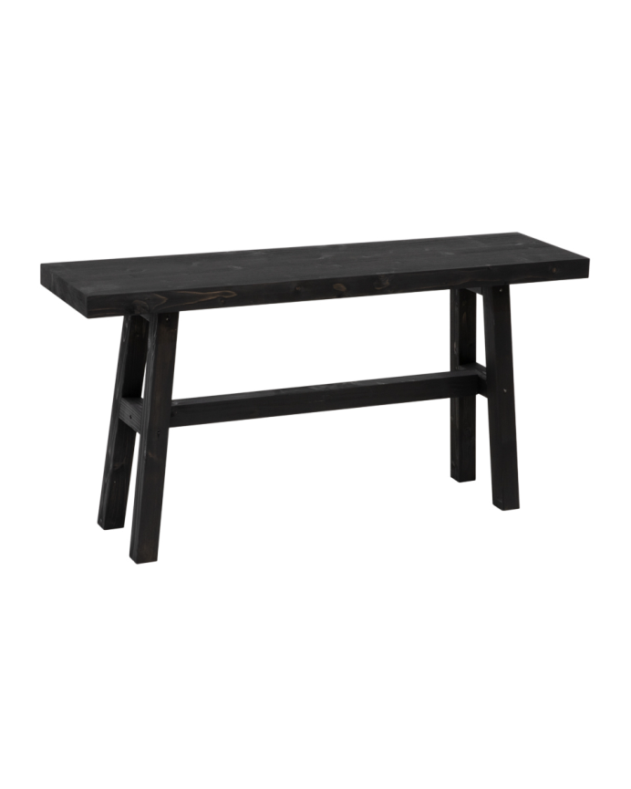 Deco wood Banqueta de madera maciza en tono negro de 100x50cm