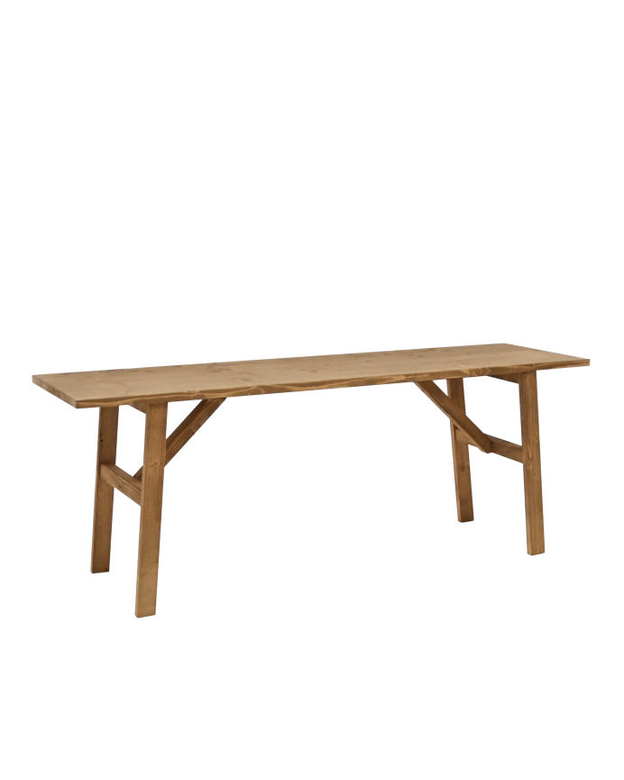 Deco wood Banqueta de madera maciza en tono roble oscuro de 120x45cm