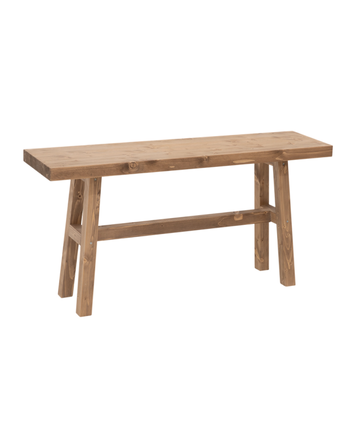 Deco wood Banqueta de madera maciza en tono roble oscuro de 100x50cm