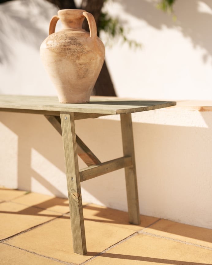 Deco Wood Banqueta De Madera Maciza En Tono Verde De 120x45cm