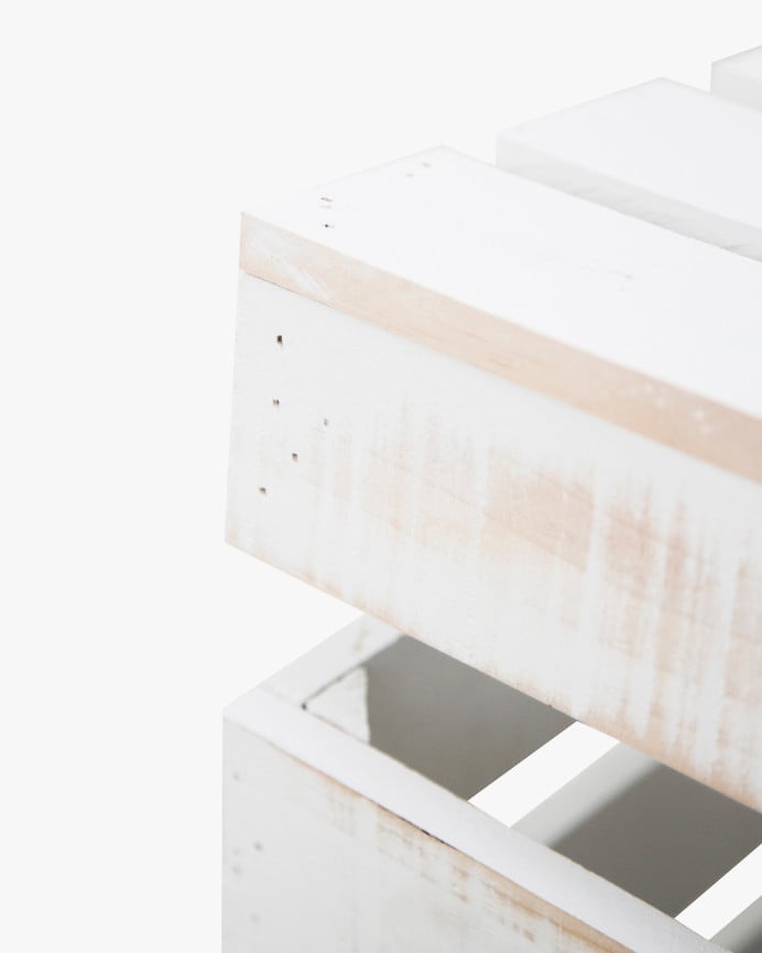 Deco Wood Baúl De Madera Maciza Decapado De 39x33x30 5cm