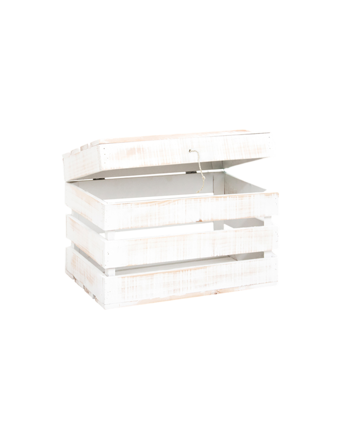 Deco wood Baúl de madera maciza decapado de 39x33x30 5cm