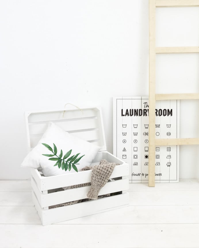 Deco Wood Baúl De Madera Maciza En Tono Blanco De 39x33x30 5cm