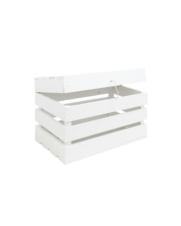 Deco wood Baúl de madera maciza en tono blanco de 39x33x30 5cm