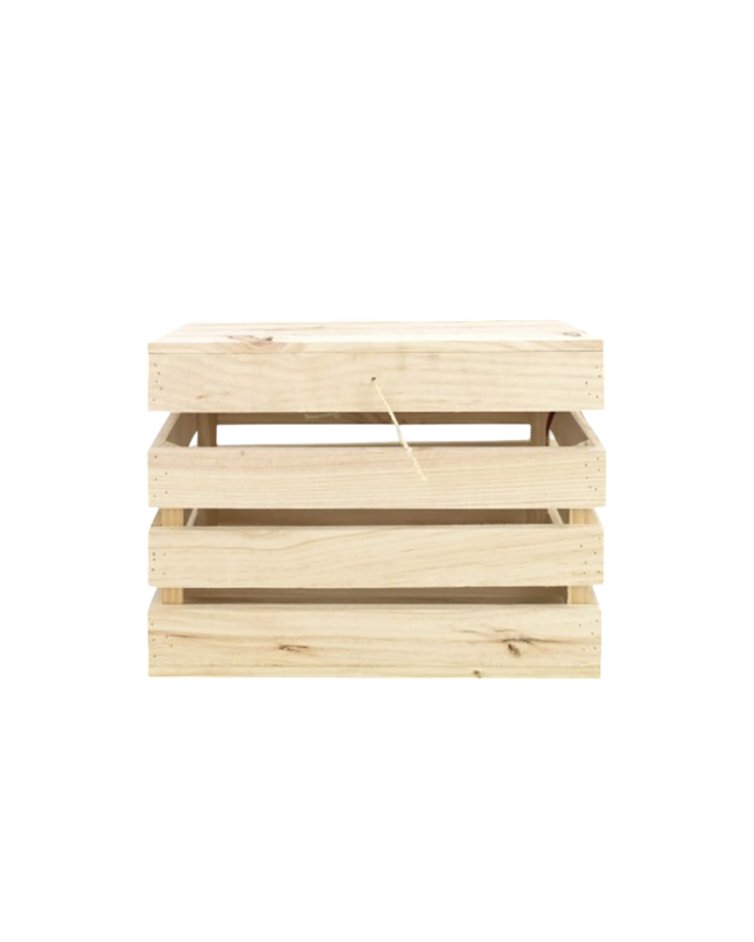 Deco wood Baúl de madera maciza en tono natural de 39x33x30 5cm