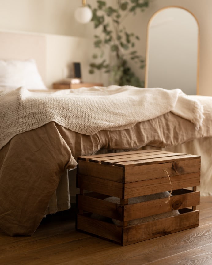 Deco Wood Baúl De Madera Maciza En Tono Roble Oscuro De 39x33x30 5cm