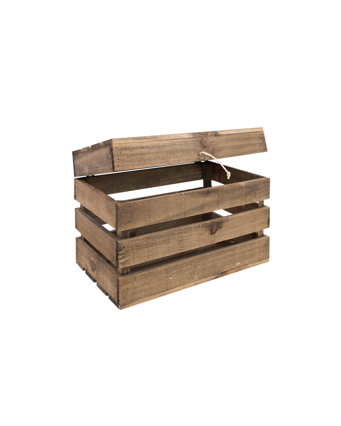 Deco wood Baúl de madera maciza en tono roble oscuro de 39x33x30 5cm