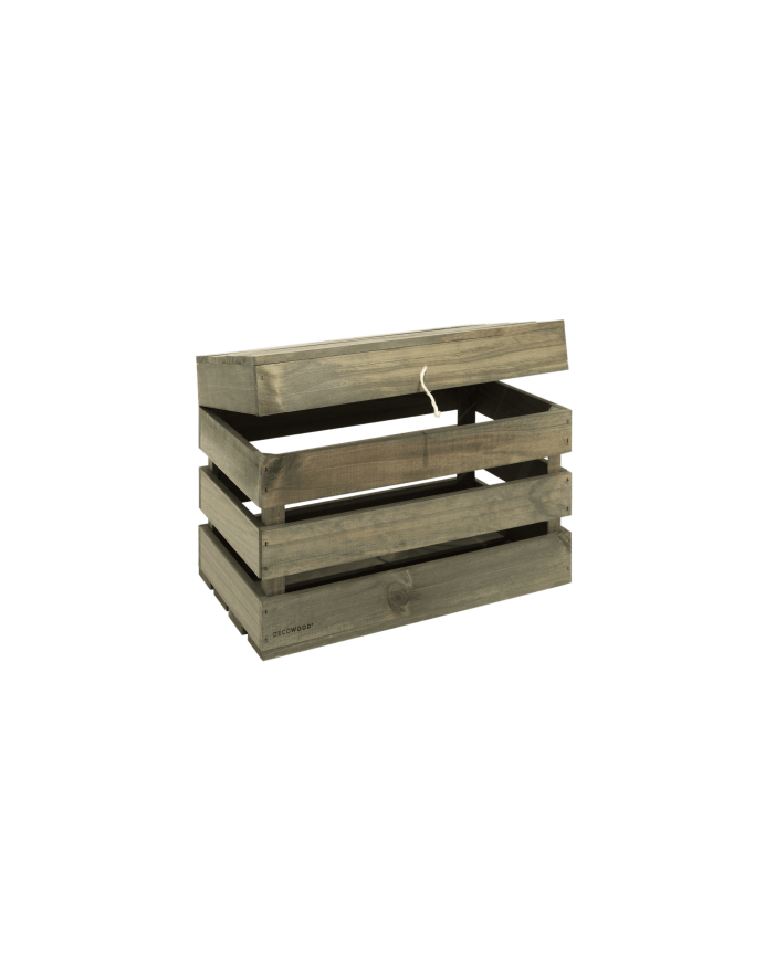 Deco wood Baúl de madera maciza en tono verde de 39x33x30 5cm