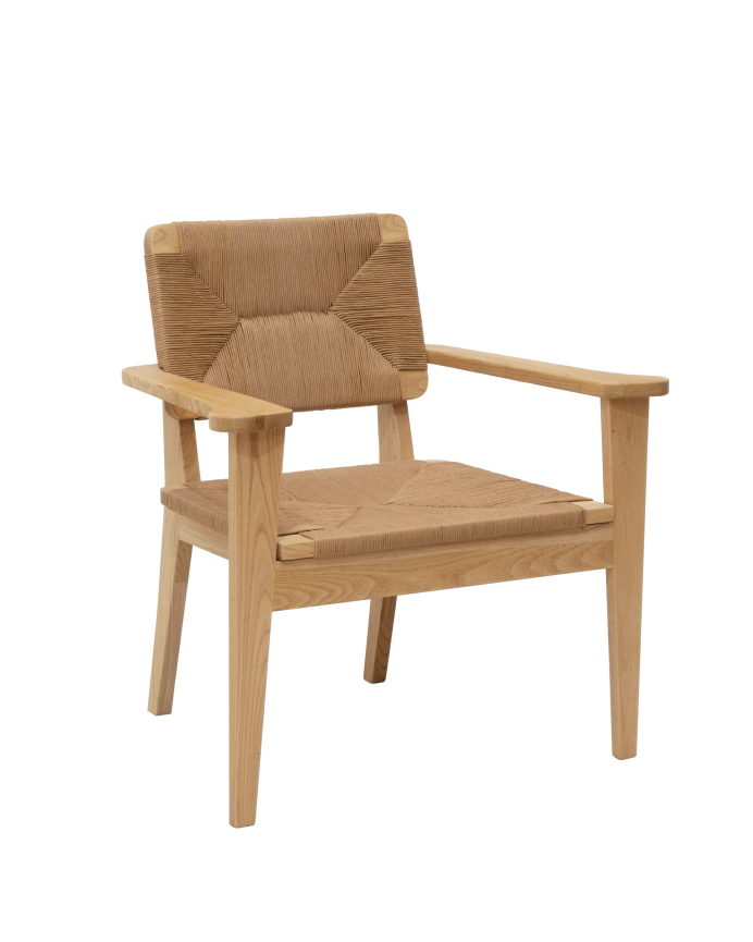 Deco Wood Butaca Con Estructura De Madera De Olmo Y Asiento De Fibra Natural De 84x83cm