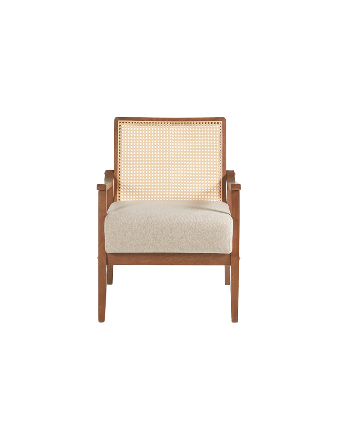 Deco Wood Butaca De Madera Maciza Con Asiento De Espuma Y Fibra En Acabado Nogal De 78x68cm