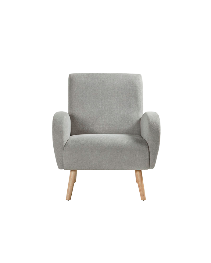 Deco Wood Butaca De Madera Maciza Con Asiento De Espuma Y Fibra En Color Gris De 75x74cm