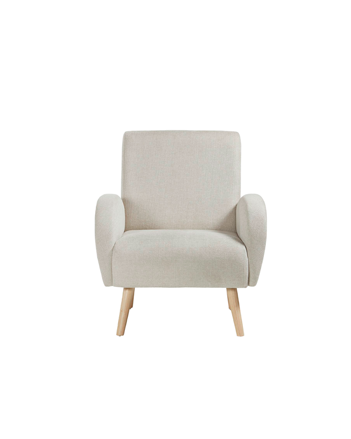 Deco Wood Butaca De Madera Maciza Con Asiento De Espuma Y Fibra En Color Beige De 75x74cm