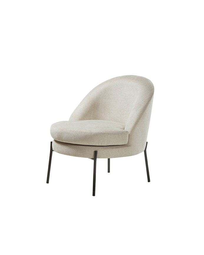 Deco wood Butaca de metal con asiento de espuma y fibra en color beige de 78x71cm