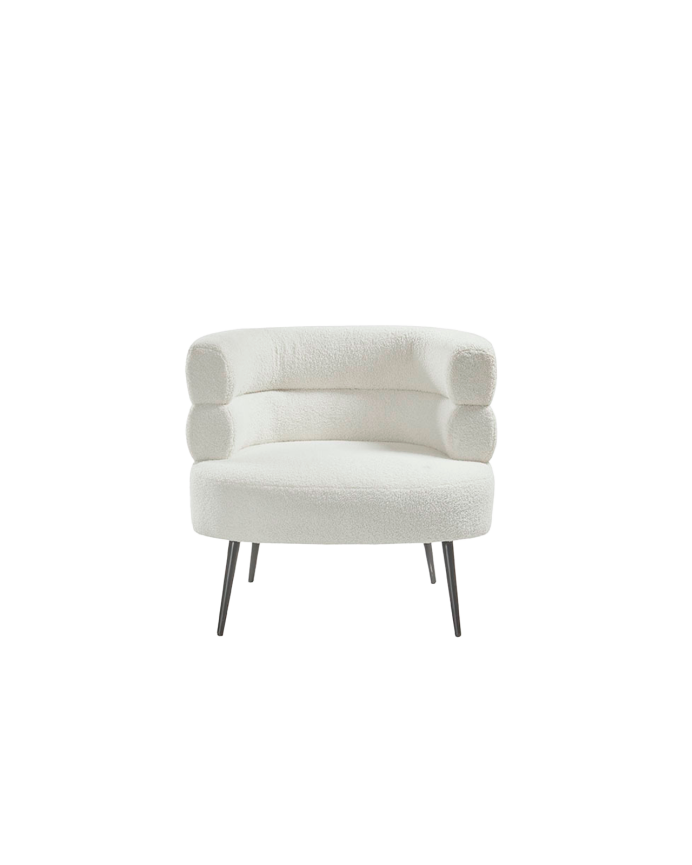 Deco Wood Butaca De Metal Con Asiento De Espuma Y Fibra En Color Blanco De 74x80cm