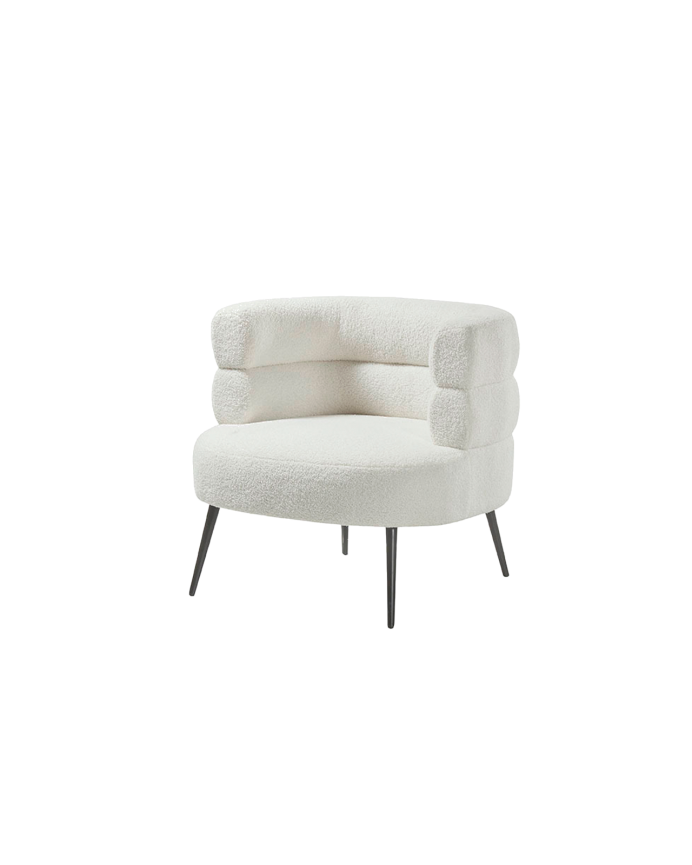 Deco Wood Butaca De Metal Con Asiento De Espuma Y Fibra En Color Blanco De 74x80cm