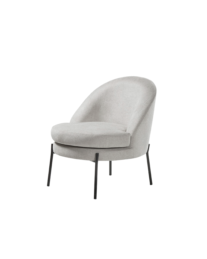 Deco wood Butaca de metal con asiento de espuma y fibra en color gris de 78x71cm