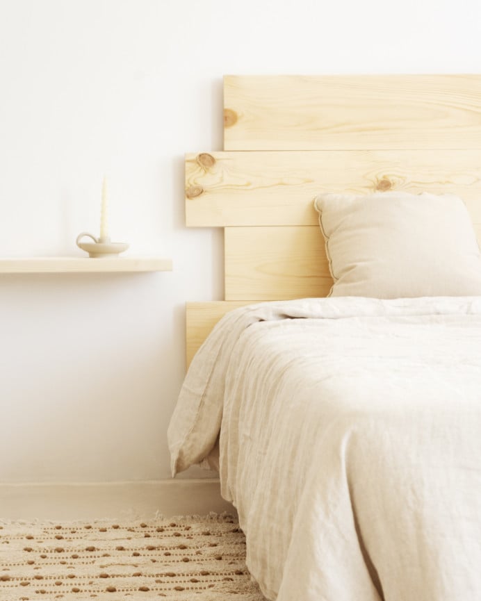 Deco Wood Cabecero De Madera Maciza Asimétrico En Tono Natural De 80x60cm