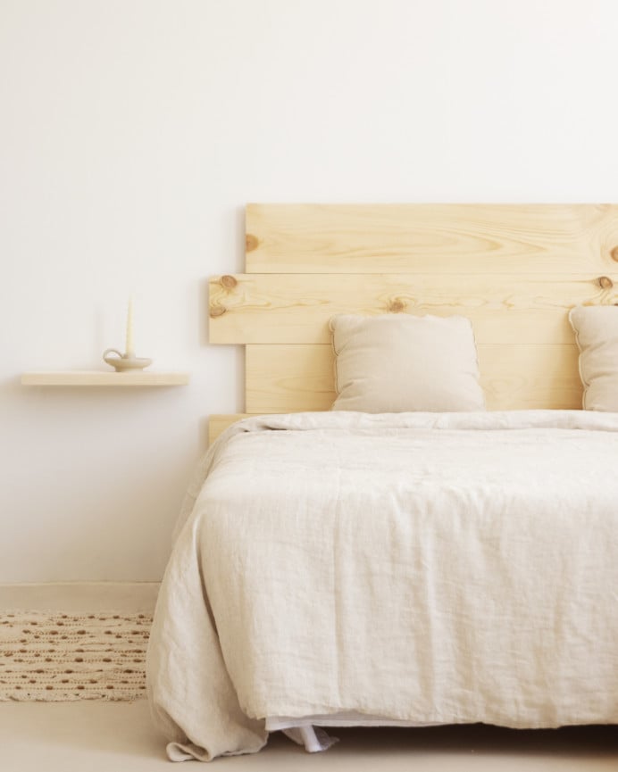 Deco Wood Cabecero De Madera Maciza Asimétrico En Tono Natural De 80x60cm