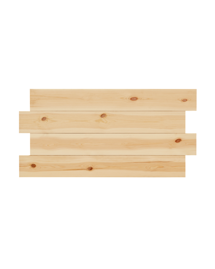 Deco wood Cabecero de madera maciza asimétrico en tono natural de 80x60cm