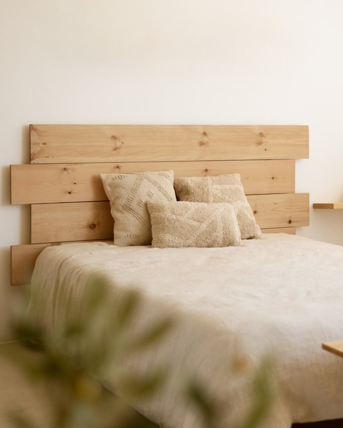 Deco Wood Cabecero De Madera Maciza Asimétrico En Tono Roble Medio De 80x60cm