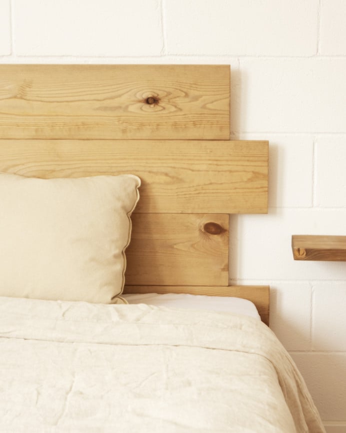 Deco Wood Cabecero De Madera Maciza Asimétrico En Tono Roble Oscuro De 80x60cm