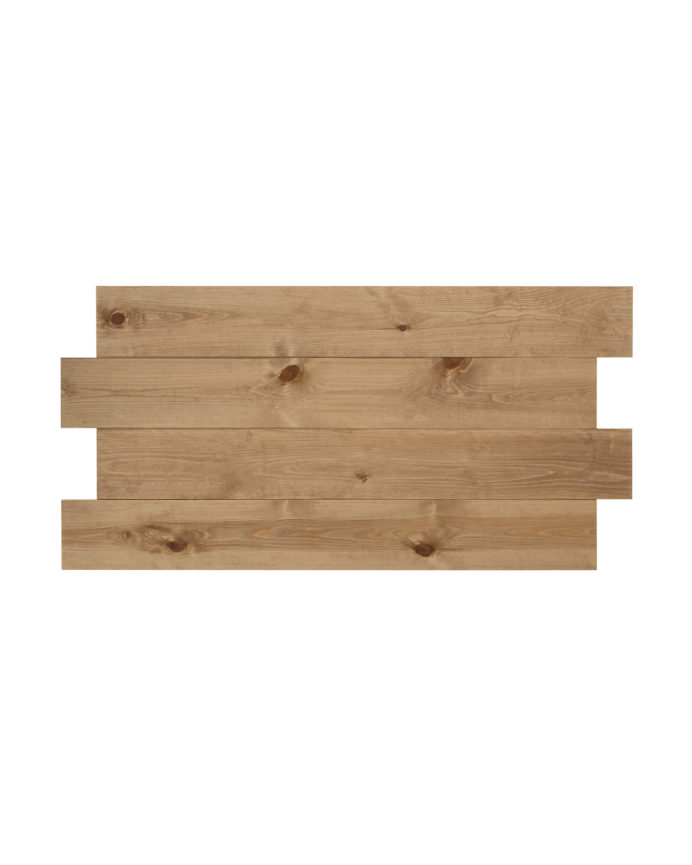 Deco wood Cabecero de madera maciza asimétrico en tono roble oscuro de 80x60cm