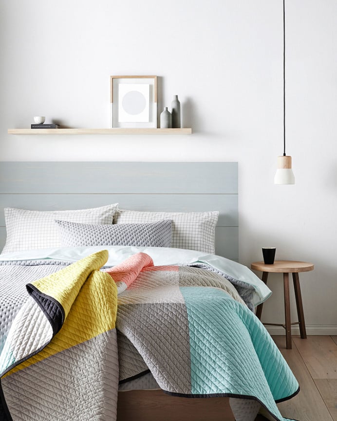 Deco Wood Cabecero De Madera Maciza Color Azul Decapado De 90x80cm