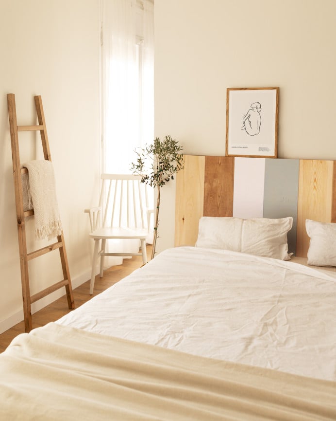 Deco Wood Cabecero De Madera Maciza Combinado Verde Azulado De 80x60cm