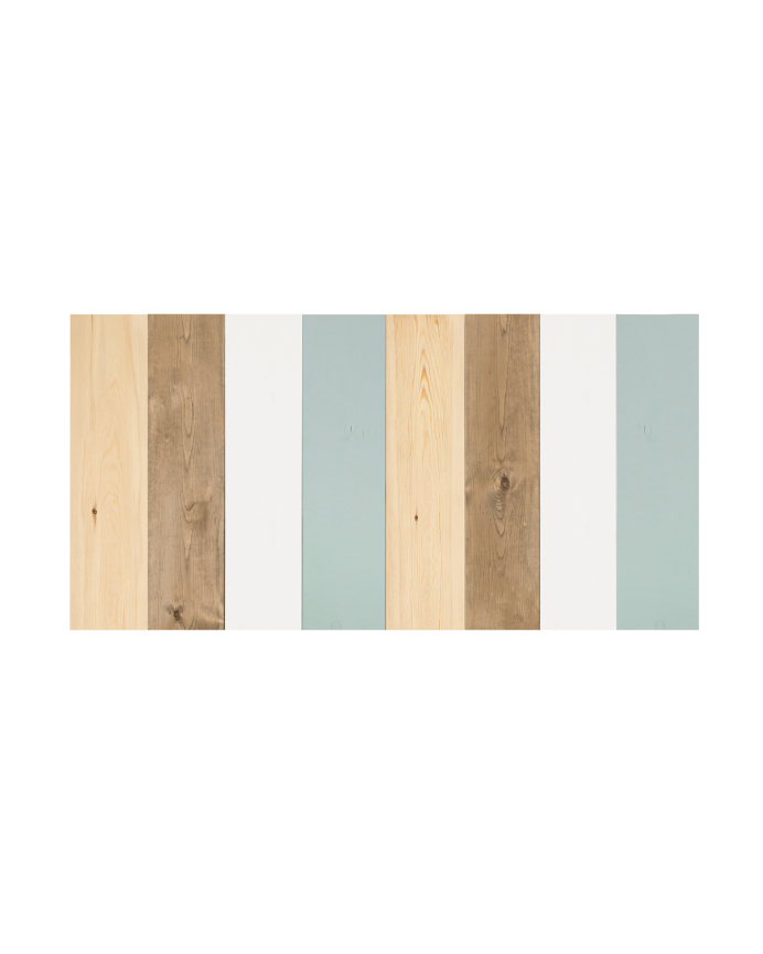 Deco wood Cabecero de madera maciza combinado verde azulado de 80x60cm