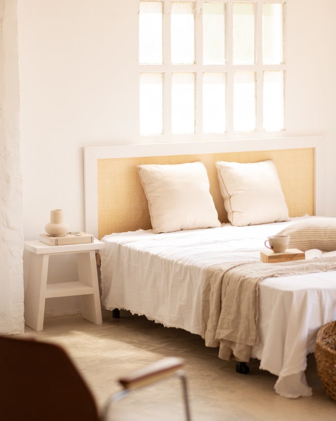 Deco Wood Cabecero De Madera Maciza En Tono Blanco De 100x60cm