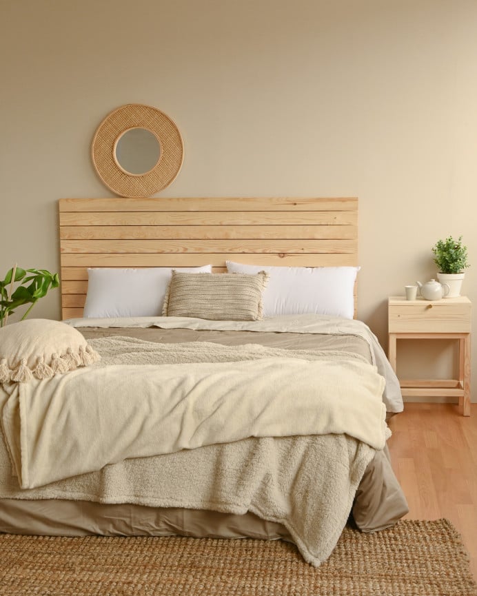 Deco Wood Cabecero De Madera Maciza En Tono Natural De 100x60cm