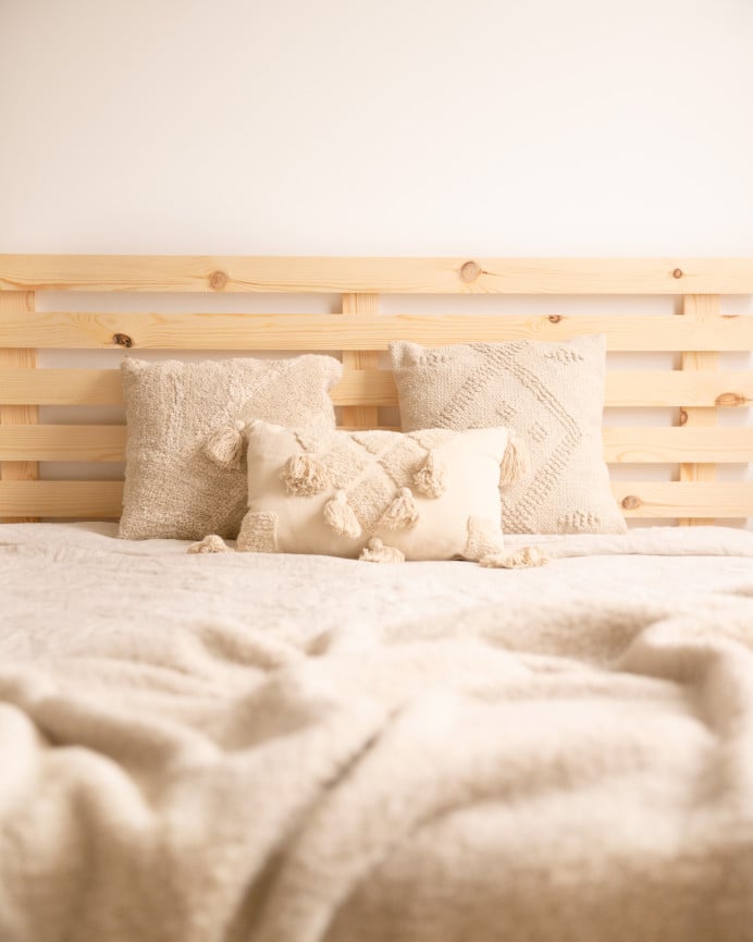 Deco Wood Cabecero De Madera Maciza En Tono Natural De 100x73cm