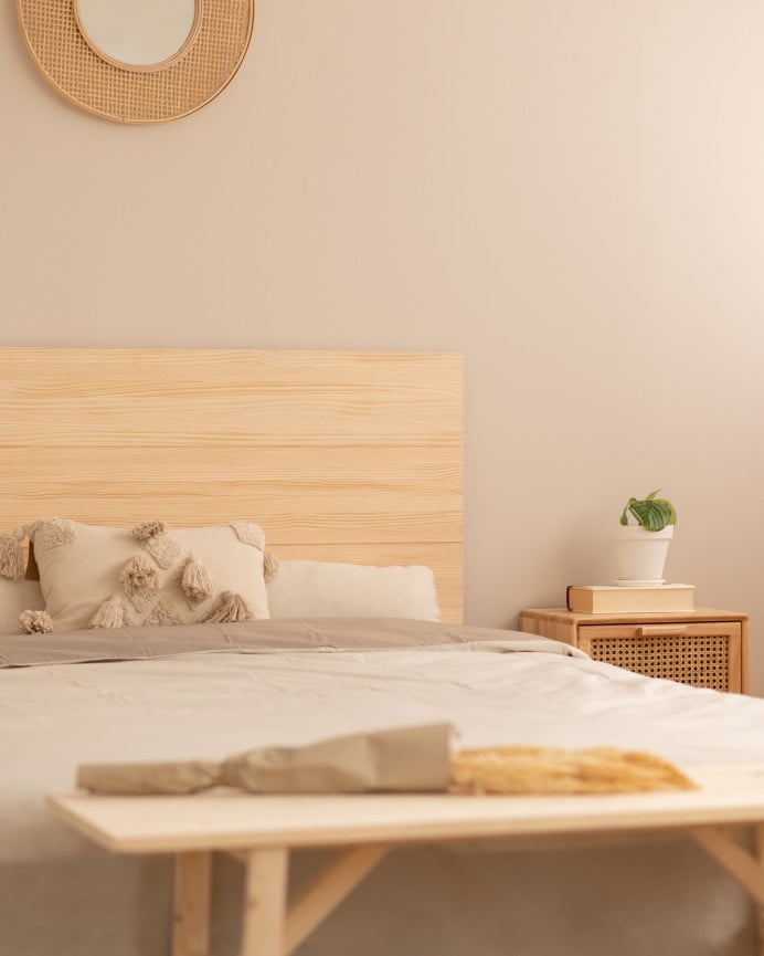 Deco Wood Cabecero De Madera Maciza En Tono Natural De 90x80cm