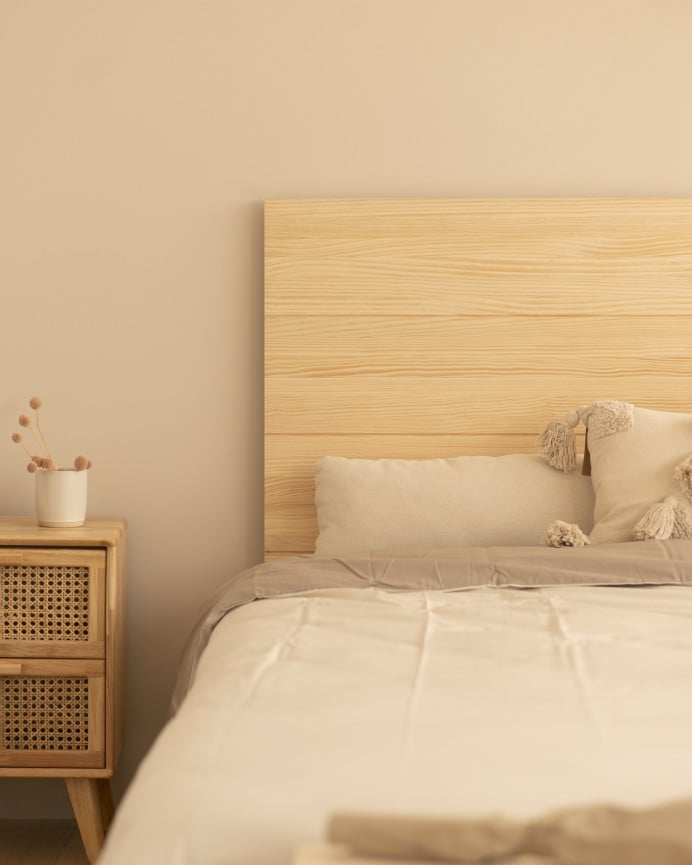 Deco Wood Cabecero De Madera Maciza En Tono Natural De 90x80cm