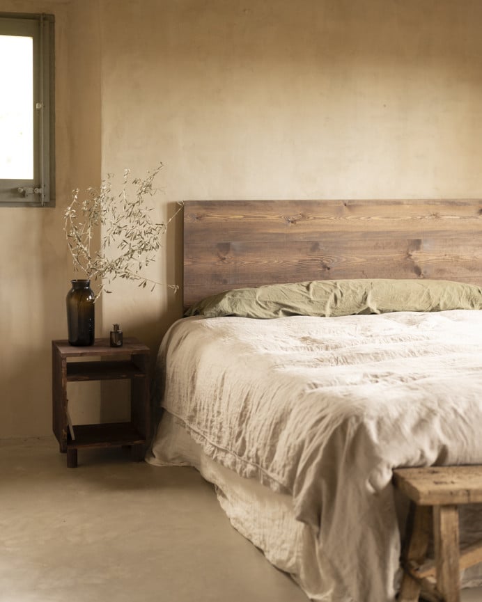 Deco Wood Cabecero De Madera Maciza En Tono Nogal De 80x60cm