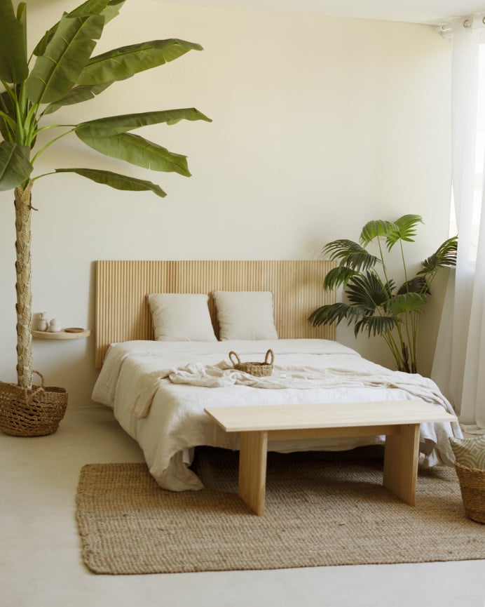 Deco Wood Cabecero De Madera Maciza En Tono Roble Medio De 80cm