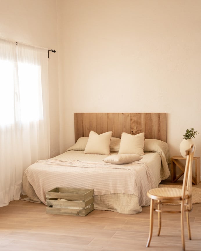 Deco Wood Cabecero De Madera Maciza En Tono Roble Oscuro De 80x60cm