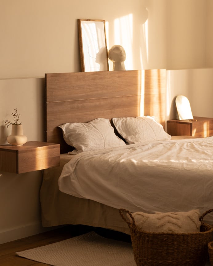 Deco Wood Cabecero De Madera Maciza En Tono Roble Oscuro De 90x80cm