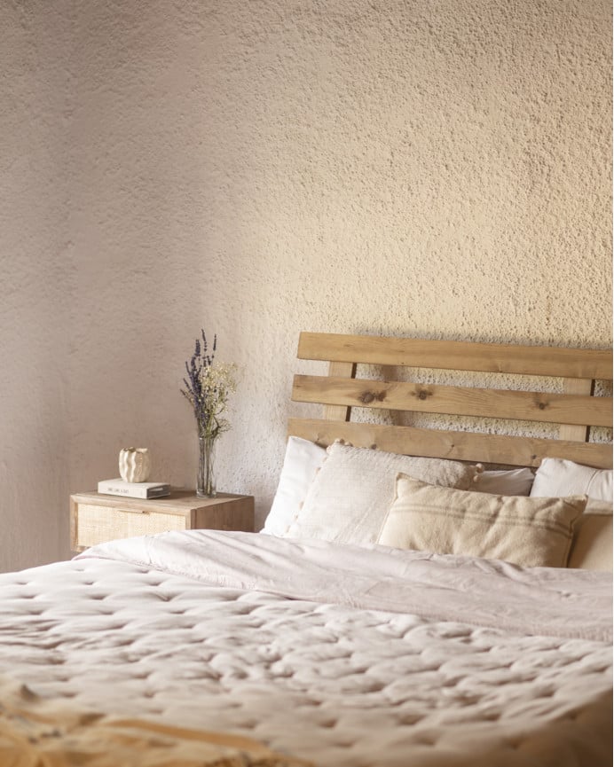 Deco Wood Cabecero De Madera Maciza En Tono Roble Oscuro De 100x73cm